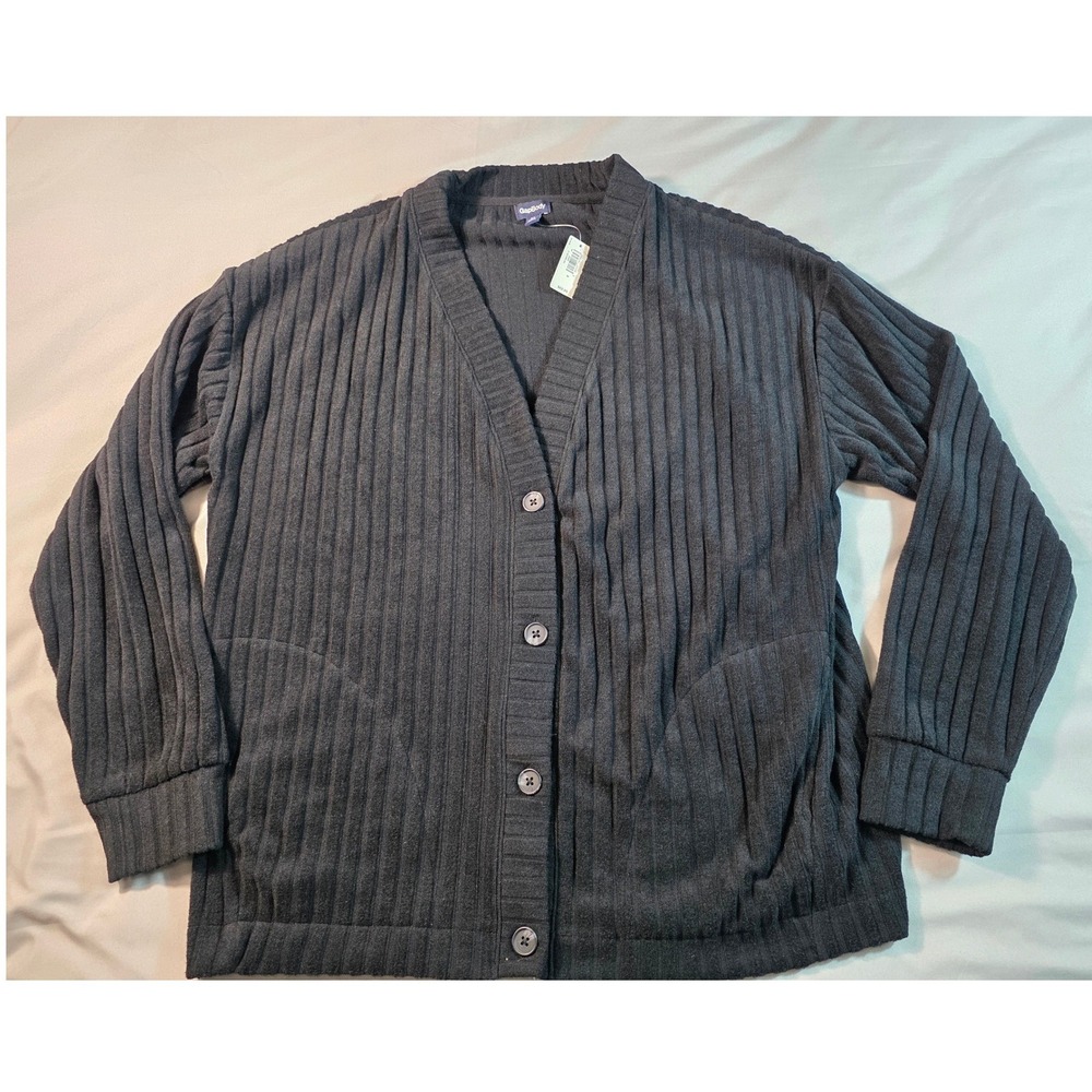 GapBody Cardigan Sweater Women Medium Ribbed V-Neck Button Front Pockets NEW